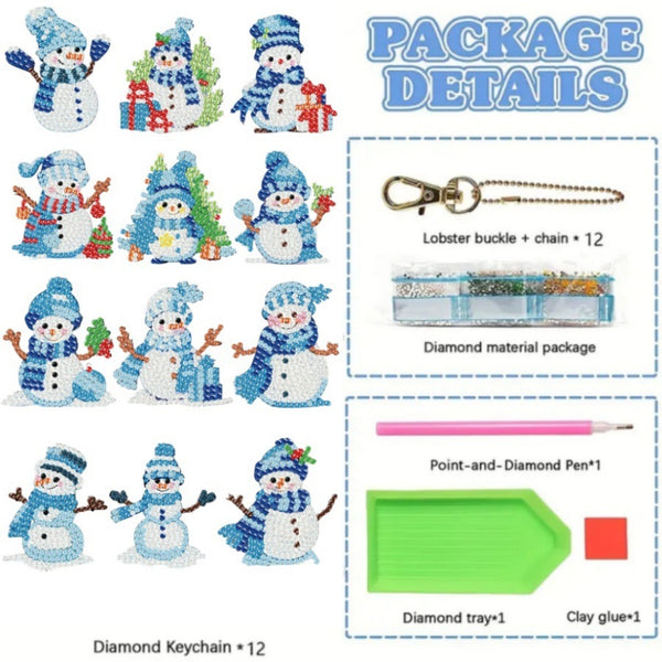 Snowman Keychain Craft Kit (12-Pack) – Blue Winter