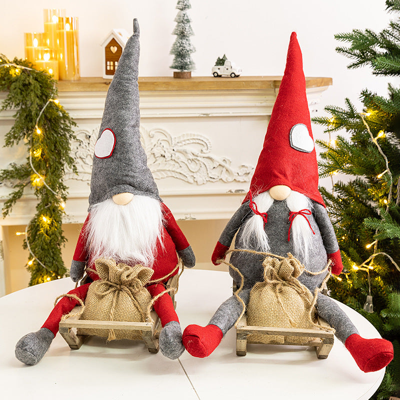 Scandinavian Christmas Gnome Plush – Gnome Pair on Sleds