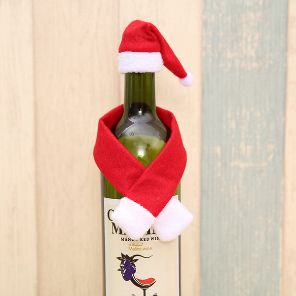 Christmas Wine Bottle Cover – Santa Hat & Scarf