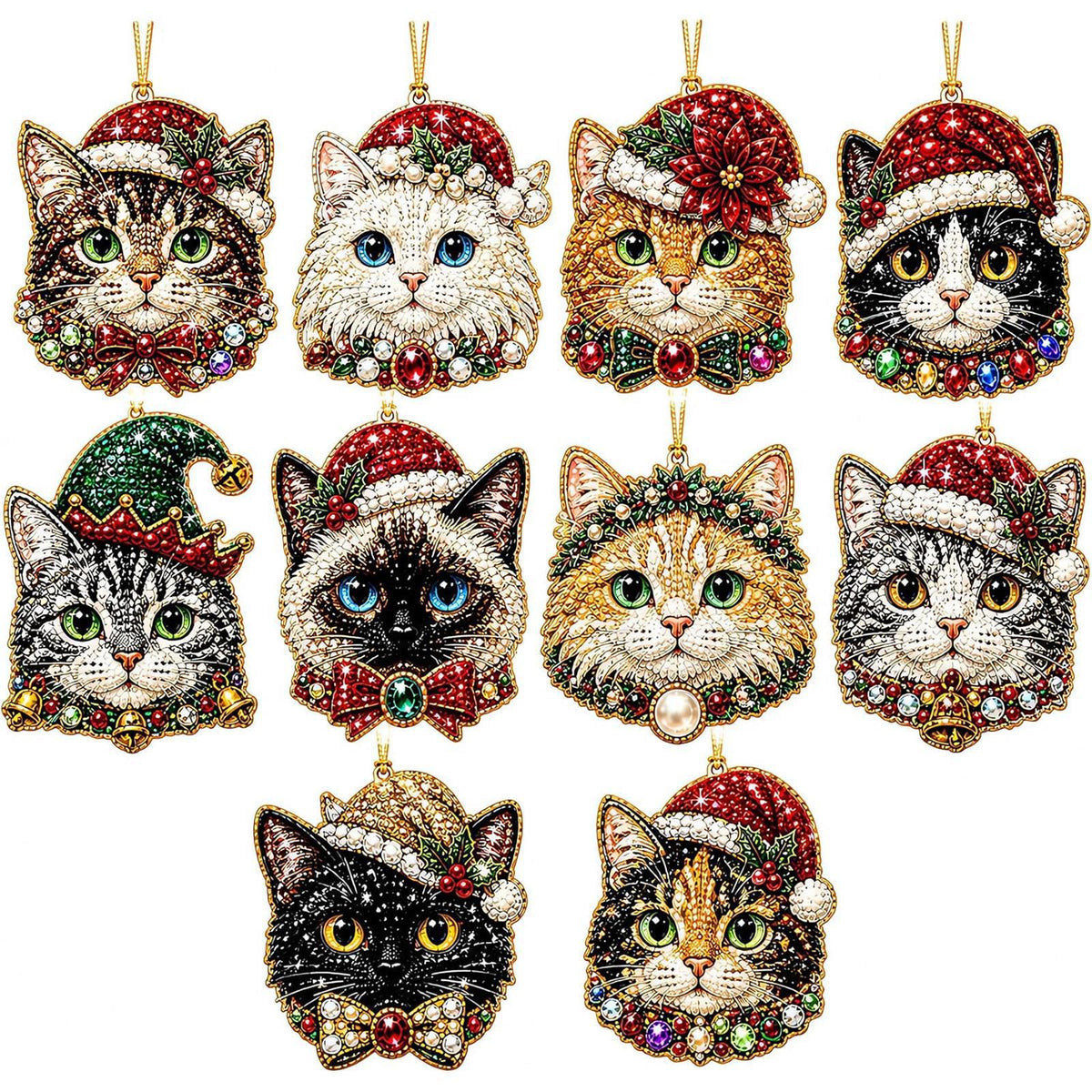 Christmas Cat Faces – Set of 10