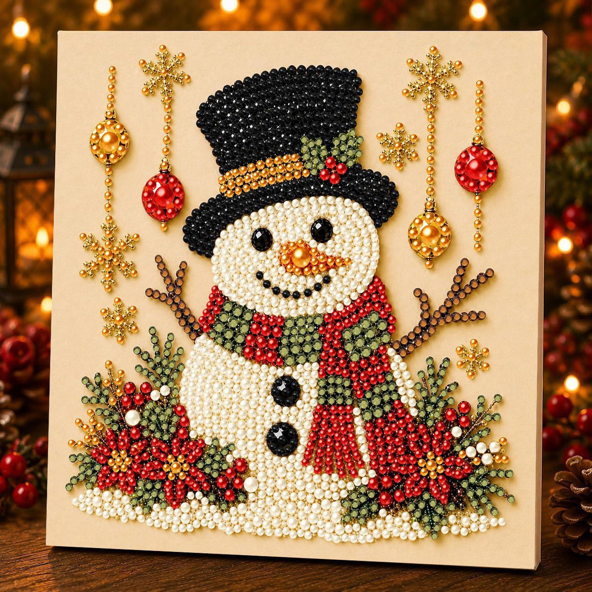 Cozy Christmas Pearl Painting Kit – Top-Hat Snowman
