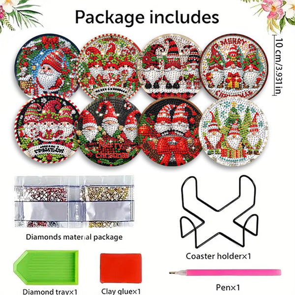 Christmas Diamond Art Coaster Set (8 Pack) – Red Gnomes