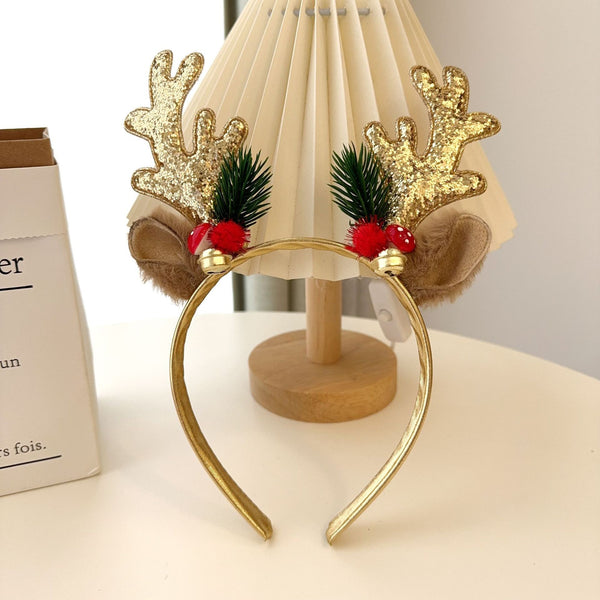 Reindeer Antler Headband – Gold Glitter