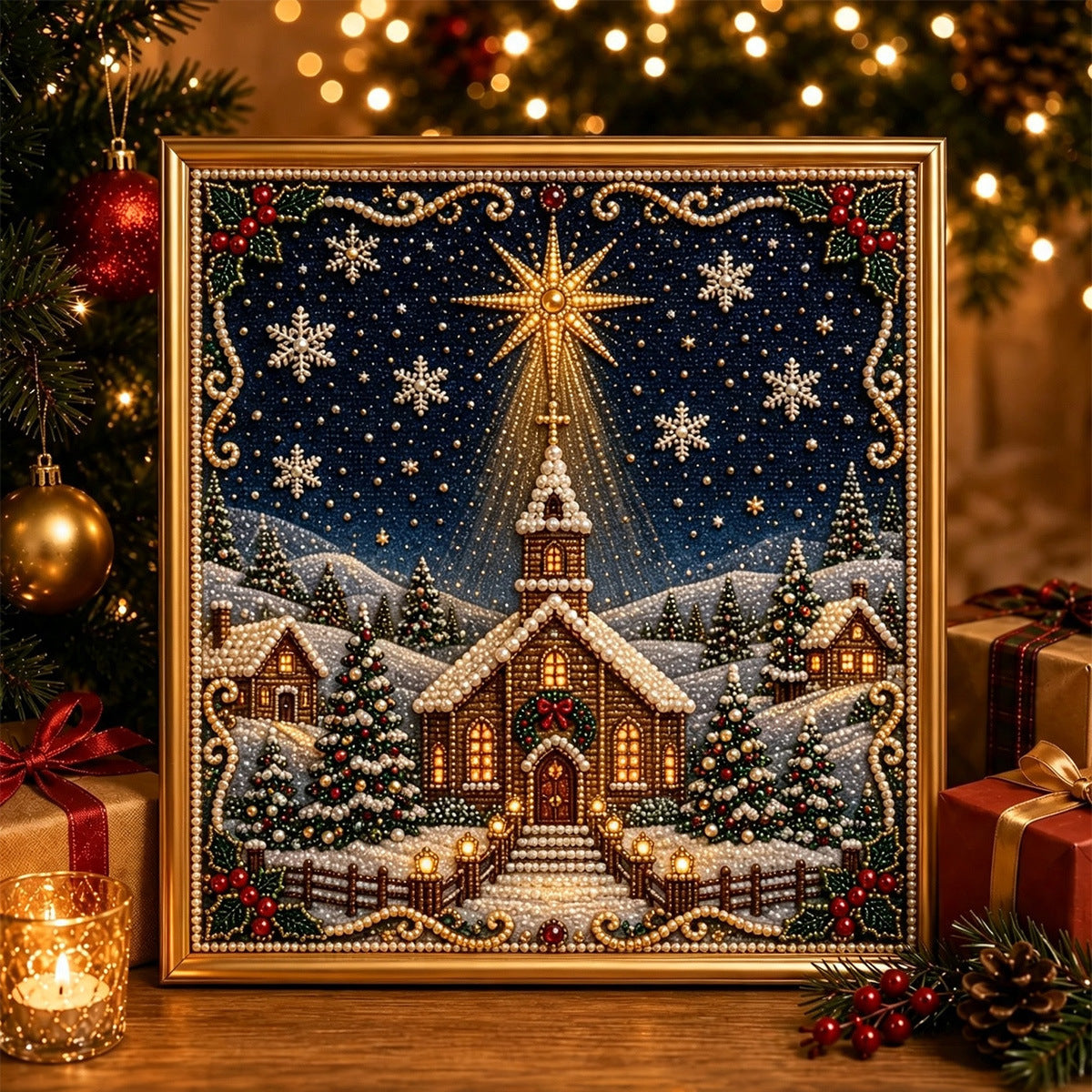 Christmas Village Pearl Painting Kit – Starlit Chapel