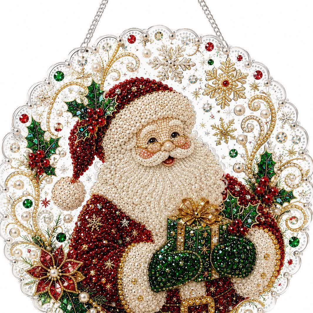 Diamond Art Christmas Hanger Kit - Gift-Bearing Santa