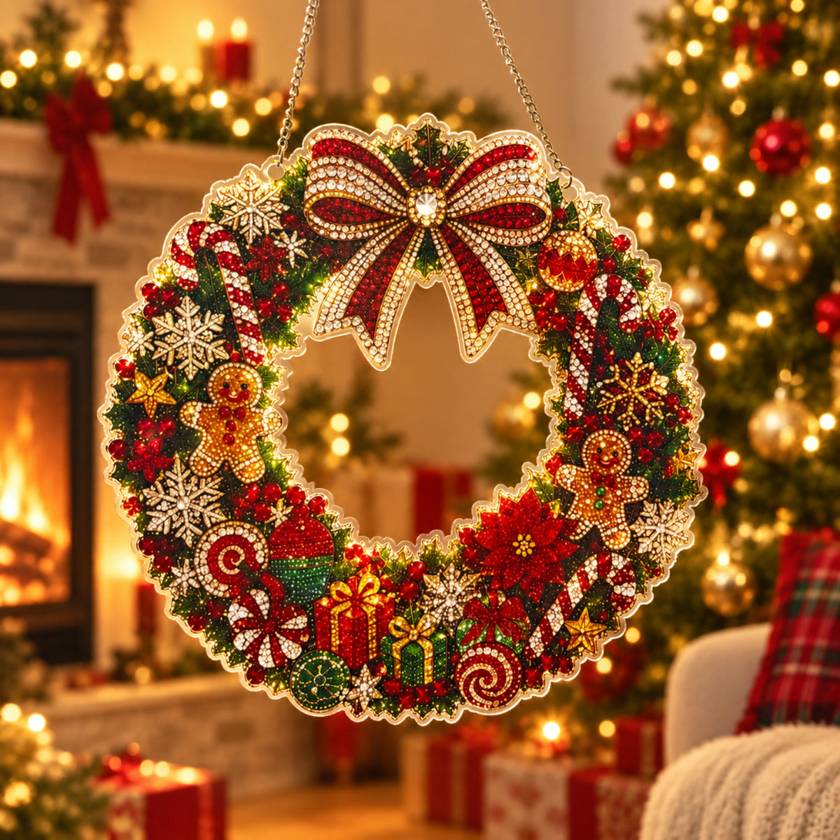 🎅✨ Christmas Gem Art Wreath Ornament Kit – Wreaths & Angels