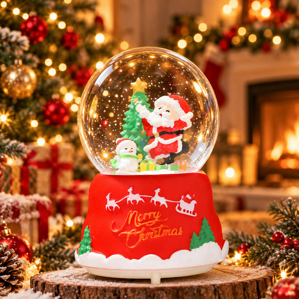 🎅 Santa & Snowman musical light-up Christmas snow globe