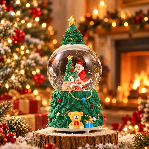 🐾 Rocking Pony musical light-up Christmas snow globe